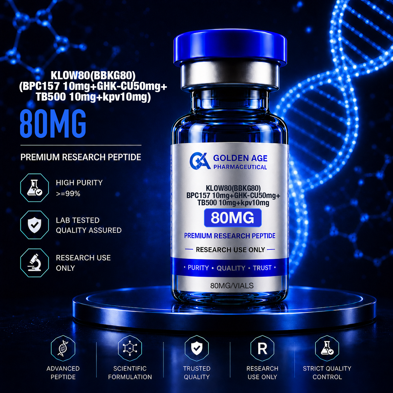 KLW80 (BPC 157 10mg+GHK-CU 50mg+TB500 10mg+KPV10mg)